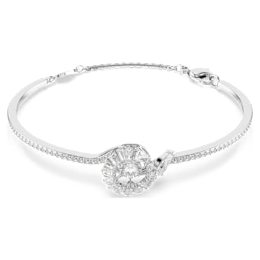 Bransoletka Snake, Szlify różnorodne, Rok Węża, Biała, Powłoka z rodu - Swarovski, 5698892