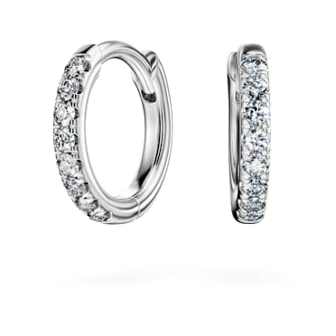 Pendientes de aro Eternity, Diamantes creados en laboratorio (peso total de 0,1 quilate), Talla redonda, Pequeños, Oro blanco de 14 quilates - Swarovski, 5699029