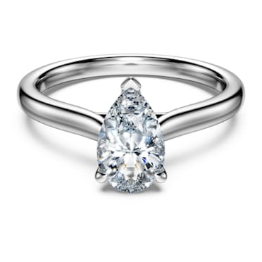 Eternity solitaire ring, Laboratory grown diamonds 1 ct tw, Pear cut, 14K white gold - Swarovski, 5699051