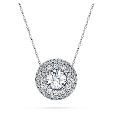 Eternity halo solitaire pendant, Lab-grown diamonds 2 ct tw, Round shape, 14K white gold - Swarovski, 5699064