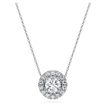 Eternity halo solitaire pendant, Lab-grown diamonds 1 ct tw, Round shape, 14K white gold - Swarovski, 5699065