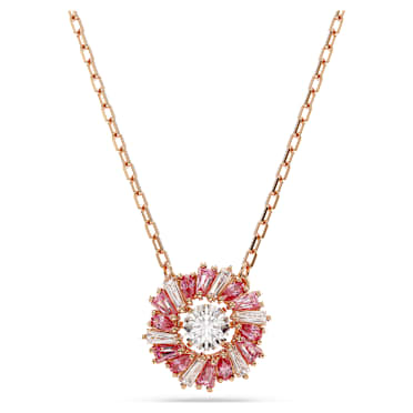 Idyllia pendant, Mixed cuts, Flower, Pink, Rose gold-tone plated - Swarovski, 5699086