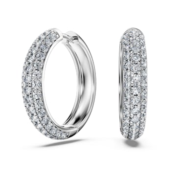 Eternity hoop earrings, Laboratory grown diamonds 2 ct tw, 18K white gold - Swarovski, 5699134