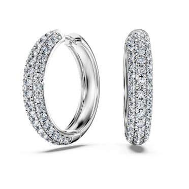Orecchini a cerchio Eternity, Diamanti creati in laboratorio 2 ct tw, Forma rotonda, Oro bianco 18 K - Swarovski, 5699134
