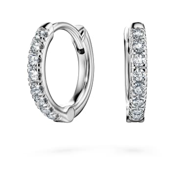 Kolczyki kreole Eternity, Diamenty laboratoryjne 0,1 karata, Kształt okrągły, Małe, 18K białe złoto - Swarovski, 5699135