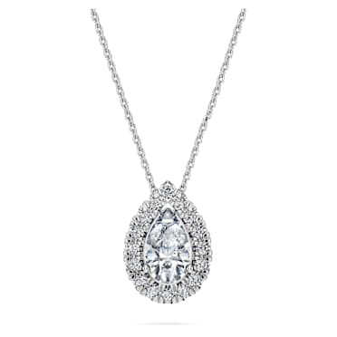 Colgante solitario con halo Eternity, Diamantes creados en laboratorio (peso total de 1 quilate), Talla pera, Oro blanco de 18 quilates - Swarovski, 5699184