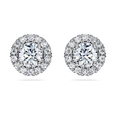 Cercei stud halo Eternity, Diamante create în laborator 2 ct tw, Formă rotundă, Aur alb 18K - Swarovski, 5699185
