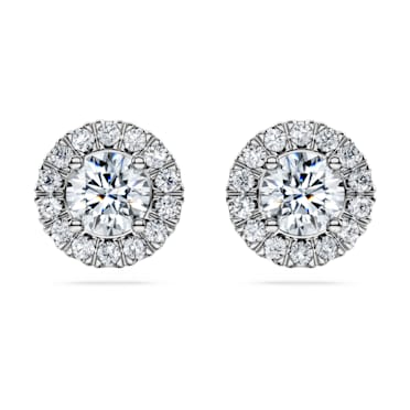 Eternity stud earrings, Laboratory grown diamonds 2 ct tw, 18K white gold - Swarovski, 5699185