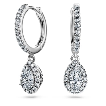 Eternity damla küpeler, Laboratuvarda üretilmiş elmaslar 1,25 karat toplam ağırlık, Armut şekli, 18k beyaz altın - Swarovski, 5699186