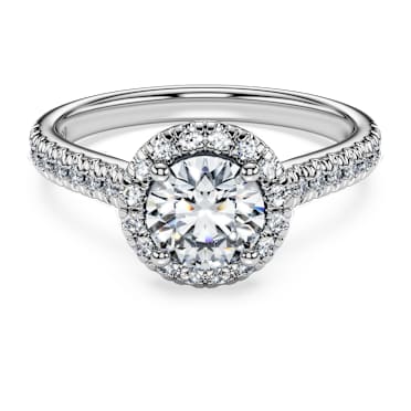 Eternity halo solitaire ring, Lab-grown diamonds 1.33 ct tw, Round shape, 18K white gold - Swarovski, 5699187