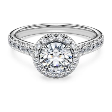 Eternity halo solitaire ring, Laboratory grown diamonds 1.33 ct tw, 18K white gold - Swarovski, 5699187