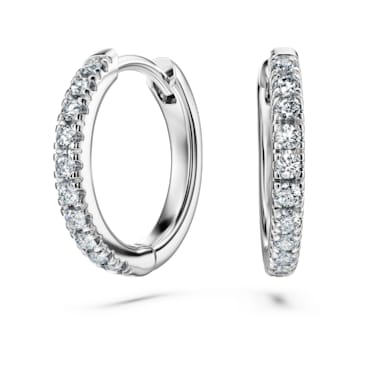 Eternity hoop earrings, Laboratory grown diamonds 0.2 ct tw, 14K white gold - Swarovski, 5699553