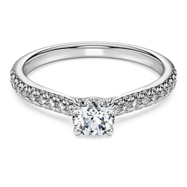 Eternity solitaire ring, Lab-grown diamonds 0.7 ct tw, Round shape, 18K white gold - Swarovski, 5699559