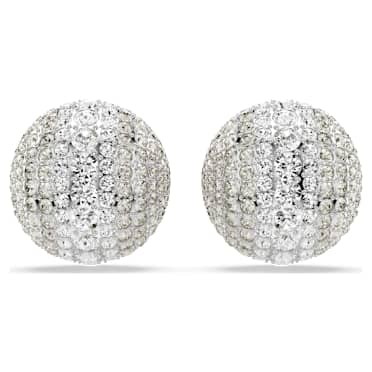 Sublima clip earrings, White, Rhodium plated - Swarovski, 5699563