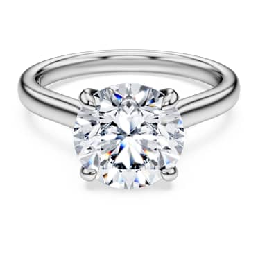 Eternity 單鑽戒指, 總重 3 克拉培育鑽石, 圓形, 18K 金（白色) - Swarovski, 5699566