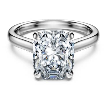 Eternity Tektaş yüzük, Laboratuvarda üretilmiş elmaslar 3 karat toplam ağırlık, Sekizgen şekil, 18k beyaz altın - Swarovski, 5699574