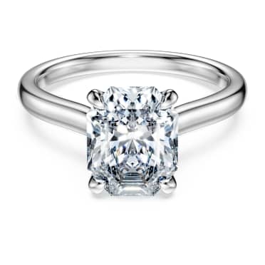Eternity Tektaş yüzük, Laboratuvarda üretilmiş elmaslar 2 karat toplam ağırlık, Sekizgen şekil, 18k beyaz altın - Swarovski, 5699580
