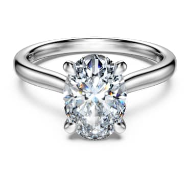 Eternity Tektaş yüzük, Laboratuvarda üretilmiş elmaslar 2 karat toplam ağırlık, Oval şekil, 18k beyaz altın - Swarovski, 5699600