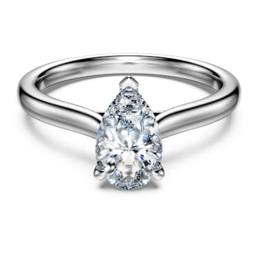 Eternity solitaire ring, Lab-grown diamonds 1 ct tw, Pear shape, 18K white gold - Swarovski, 5699613