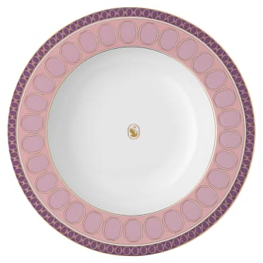 Signum soup plate, Porcelain, Pink - Swarovski, 5699990