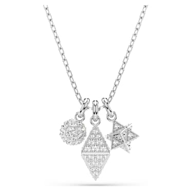 Pendentif Dextera, Taille ronde, Sphère et cube, Blanc, Métal rhodié - Swarovski, 5700288