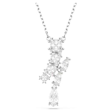 Přívěsek Matrix, Různé výbrusy, Bílá, Pokoveno rhodiem - Swarovski, 5700420