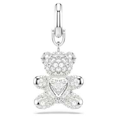 Symbolica bedel, Beer, Wit, Rodium toplaag - Swarovski, 5701277