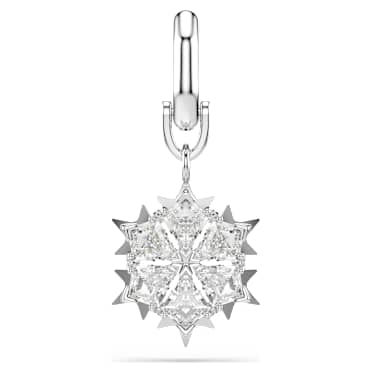 Symbolica charm, Snowflake, White, Rhodium plated - Swarovski, 5701278