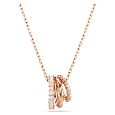 Přívěsek Hyperbola, Různé výbrusy, Bílá, Pokoveno v růžovozlatém odstínu - Swarovski, 5701494