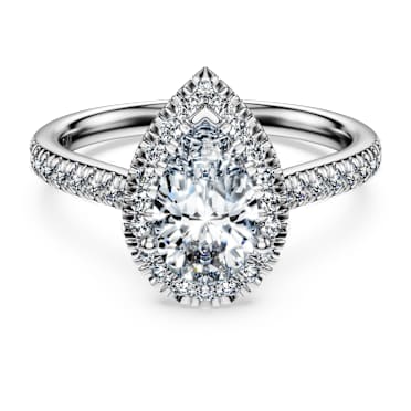 Eternity halo solitaire ring, Lab-grown diamonds 1.3 ct tw, Mixed shapes, 18K white gold - Swarovski, 5702177