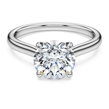 Eternity solitaire ring, Lab-grown diamonds 2 ct tw, Round shape, 18K white gold - Swarovski, 5702185