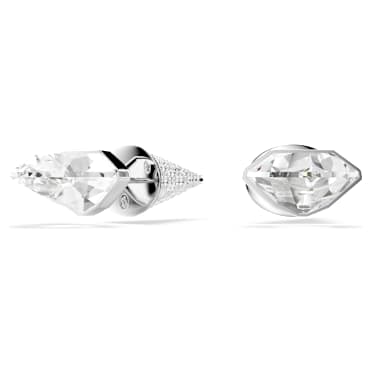 ต่างหูเม็ดเดี่ยว Lucent, ฝังแบบพาเว่, ยอดแหลม, ขาว, เคลือบโรเดียม - Swarovski, 5702789