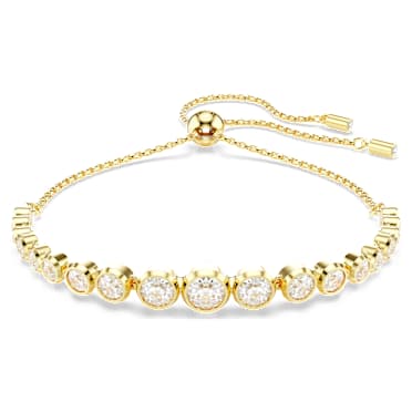 Imber Tennis bracelet, Mixed round cuts, White, Gold-tone plated - Swarovski, 5705450