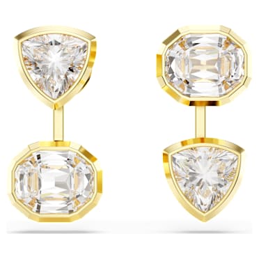 Imber earring jackets, Asymmetrical design, Mixed cuts, White, Gold-tone plated - Swarovski, 5705461