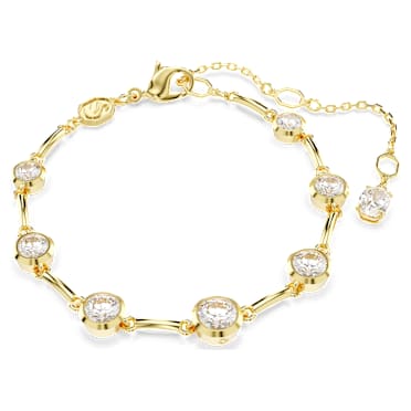 Imber Tennis bracelet, Mixed round cuts, White, Gold-tone plated - Swarovski, 5705465
