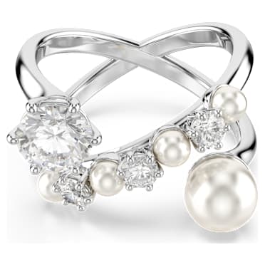 Matrix แหวนค็อกเทล, มุกคริสตัล, เจียระไนทรงกลม, ขาว, เคลือบโรเดียม - Swarovski, 5705612