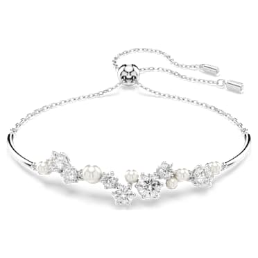 Constella กำไล, Crystal Pearl, เหลี่ยมเจียระไน Round, ขาว, เคลือบโรเดียม - Swarovski, 5705618