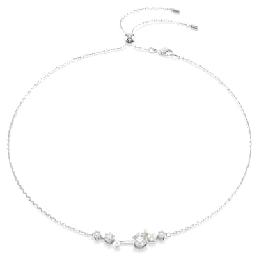 Constella สร้อยคอ, Crystal Pearl, เหลี่ยมเจียระไน Round, ขาว, เคลือบโรเดียม - Swarovski, 5705626