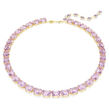 Millenia สร้อยคอ Tennis, เจียระไนทรงแปดเหลี่ยม, ม่วงอมแดง, เคลือบโทนสีทอง - Swarovski, 5705754