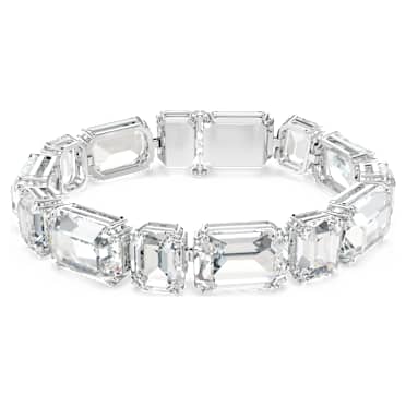 Brățară Tennis Millenia, Tăietură octogonală, Alb, Placat cu rodiu - Swarovski, 5705770