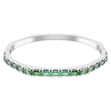 กำไล Matrix, เจียระไนทรง Baguette, ทรงแปดเหลี่ยม, เขียว, เคลือบโรเดียม - Swarovski, 5705785