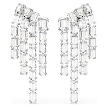 Millenia Ohrclips, Oktagon-Schliff, Chandelier, Weiß, Rhodiniert - Swarovski, 5705796