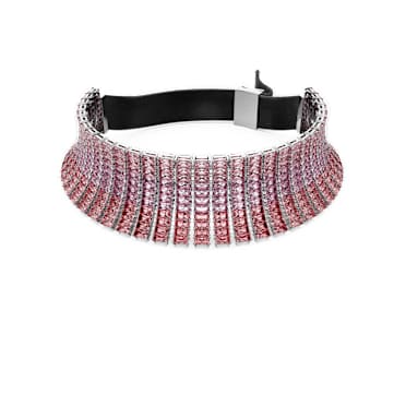 โชคเกอร์ Matrix, เจียระไนทรง Baguette, ชมพู, เคลือบโรเดียม - Swarovski, 5705800