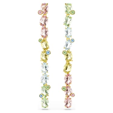 Długie kolczyki Gema, Wzór asymetryczny, Szlify różnorodne, Długie, Różnokolorowe, Wykończenie z 18-karatowego złota - Swarovski, 5705809