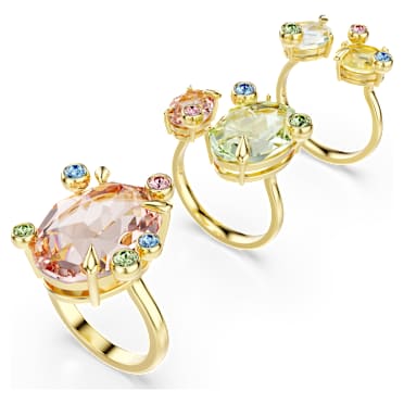 Gema ring, Set (3), Mixed cuts, Multicolored, Gold-tone plated - Swarovski, 5705813