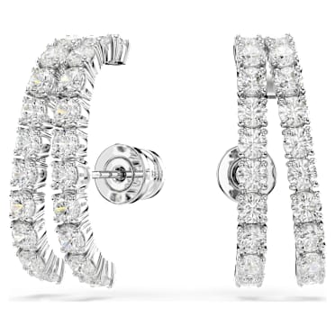 Matrix ear cuffs, Round cut, White, Rhodium plated - Swarovski, 5705835