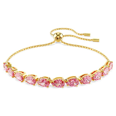 Matrix bracelet, Pear cut, Pink, Gold-tone plated - Swarovski, 5707187