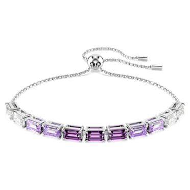 Matrix Tennis Armband, Baguette-Schliff, Violett, Rhodiniert - Swarovski, 5707199