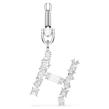 Symbolica charm, H, White, Rhodium plated - Swarovski, 5707224