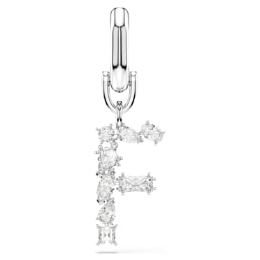 Symbolica charm, F, White, Rhodium plated - Swarovski, 5707225